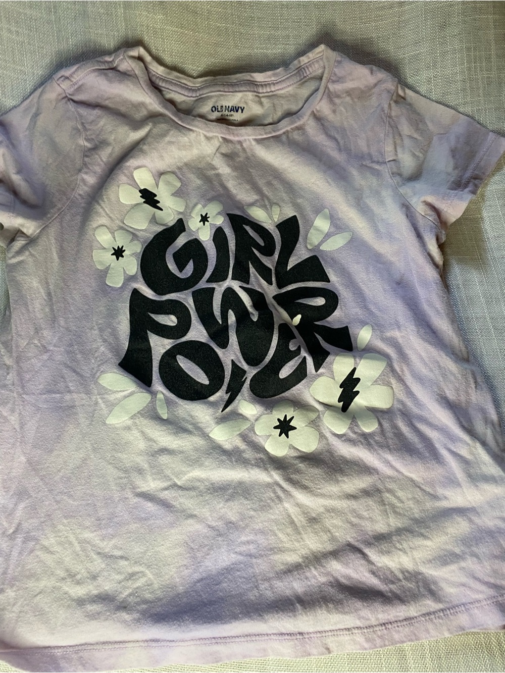 Old Navy Lilac Short Sleeve Tee with Black & White Flower Graphic